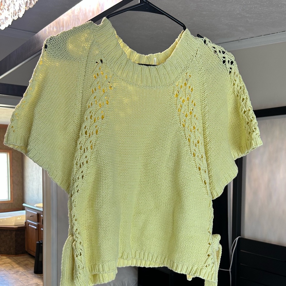 Lace Knit Yellow Sweater